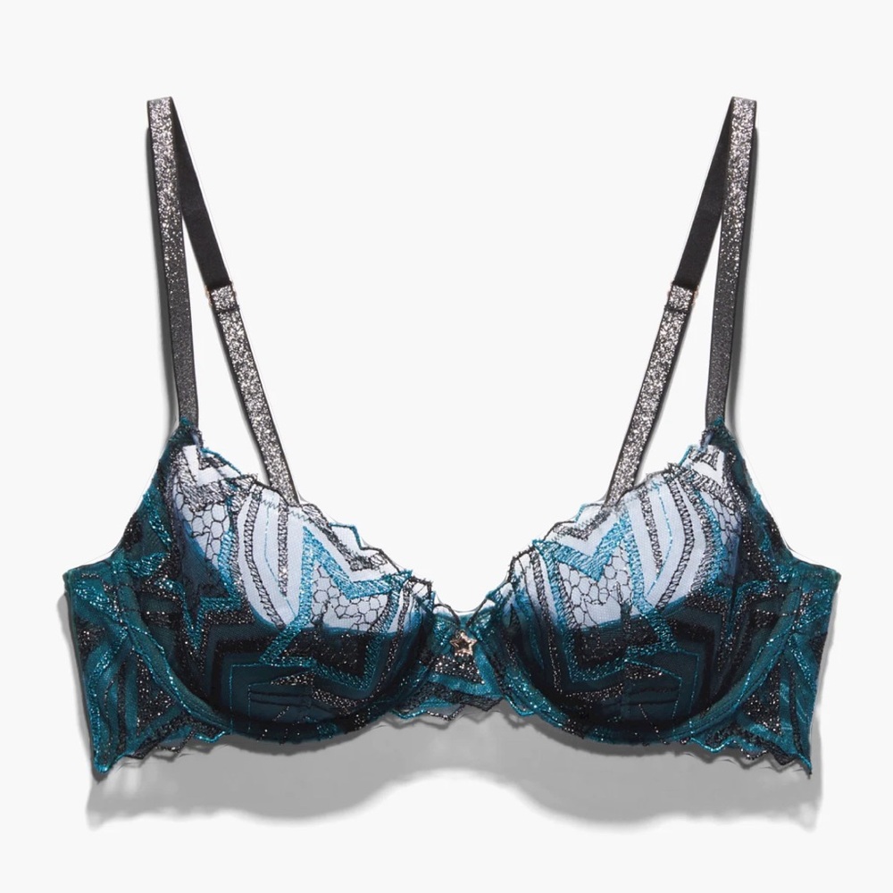 Shining Star Half Cup Plunge - Wildflower Blue Starstruck Embroidery